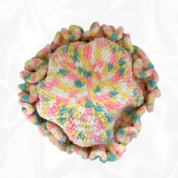 Crochet Cotton Candy Ruffle Bucket Hat