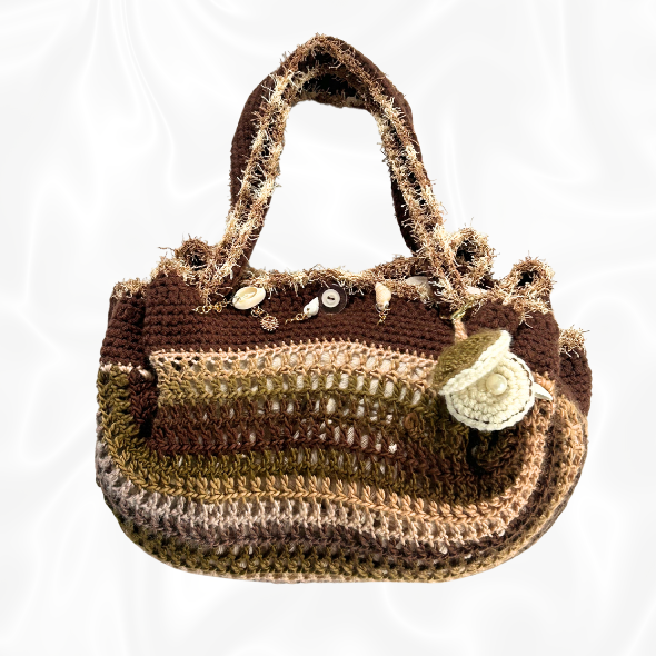Crochet Beach Themed Bag w/ Clam Keychain