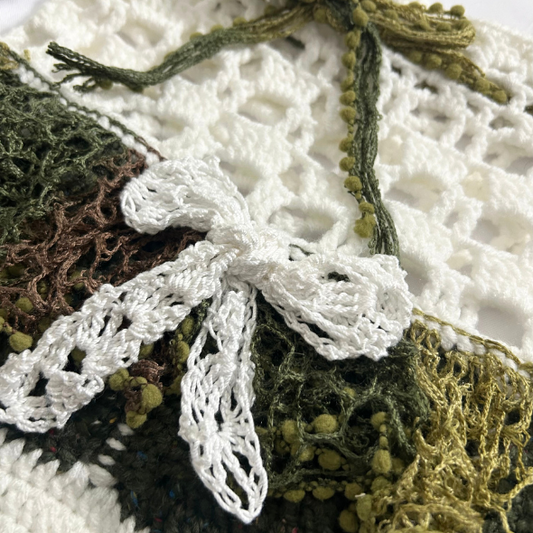 Crochet Ocean Themed Bag w/ Jellyfish Keychain - Green and White