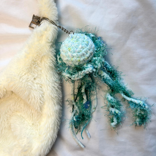 Crochet Jellyfish Keychain - Blue and Aqua Marine