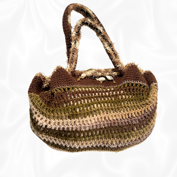 Crochet Beach Themed Bag w/ Clam Keychain