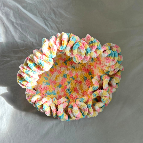 Crochet Cotton Candy Ruffle Bucket Hat