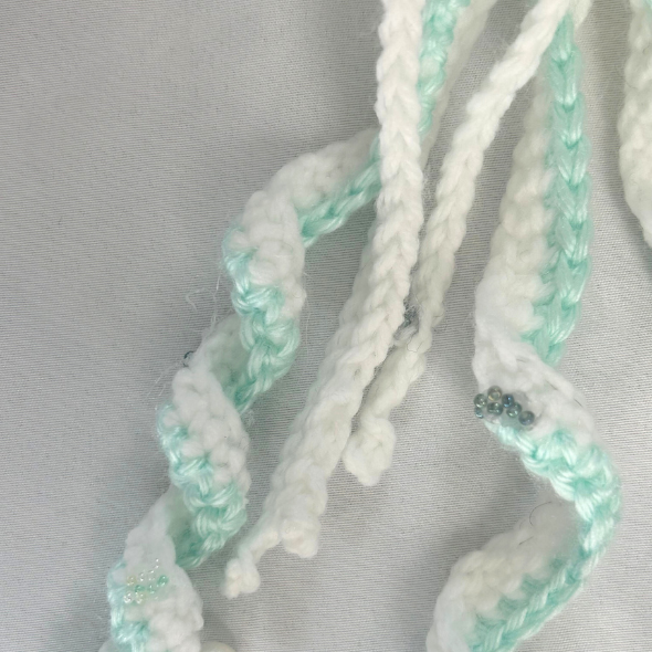 Crochet Jellyfish Keychain - Teal and White
