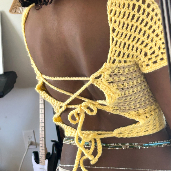 Crochet Vera Top - White and Cream