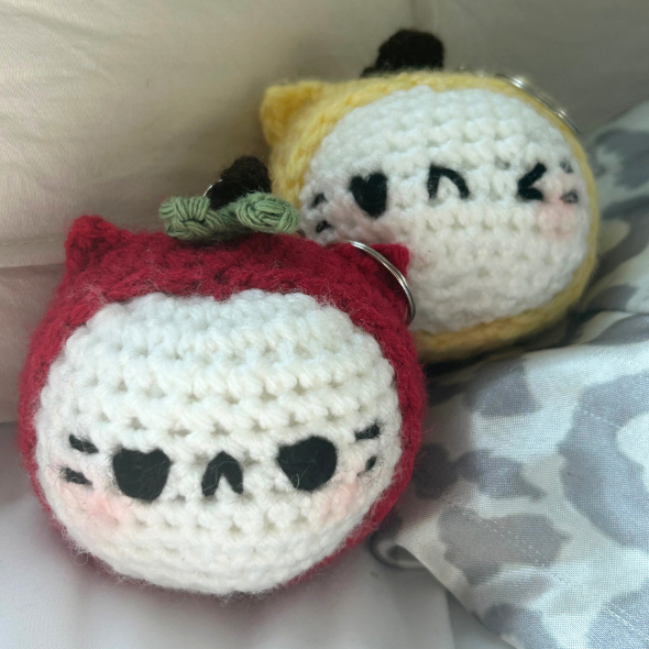 Crochet Cat Fruit Keychains