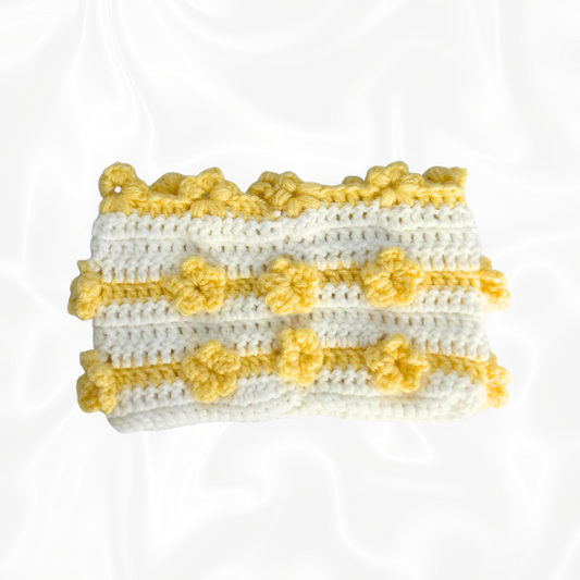 Crochet Flower Pouch - Yellow and White