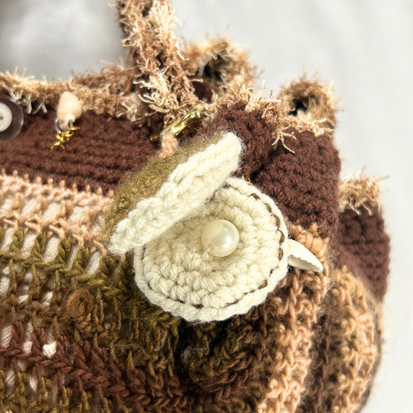 Crochet Beach Themed Bag w/ Clam Keychain