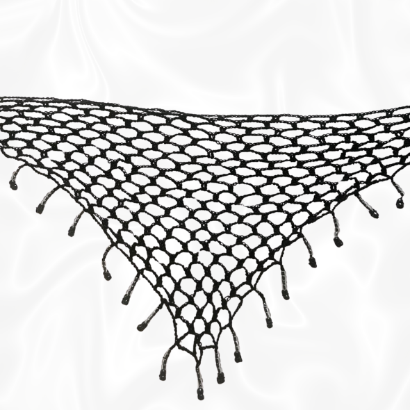 Black Crochet Mesh Wrap w/ Black and Clear Beads