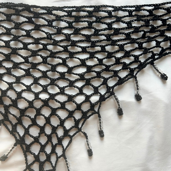 Black Crochet Mesh Wrap w/ Black and Clear Beads