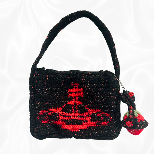 Crochet Vivienne Westwood Purse w/ Strawberry Keychain