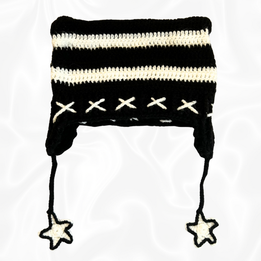 Crochet X Cat Beanie w/ Stars