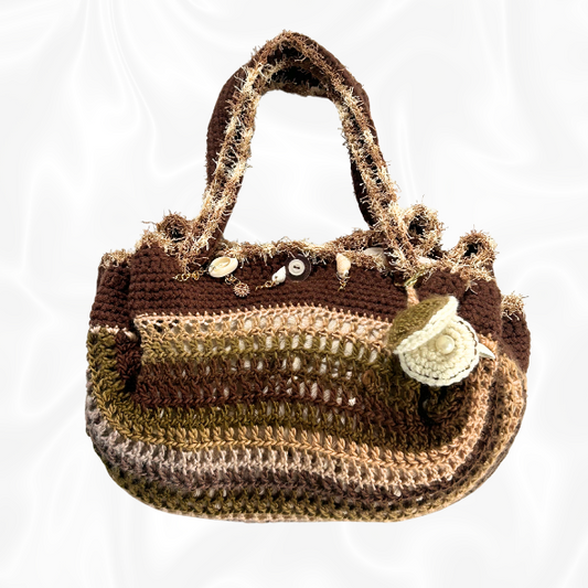 Crochet Beach Themed Bag w/ Clam Keychain