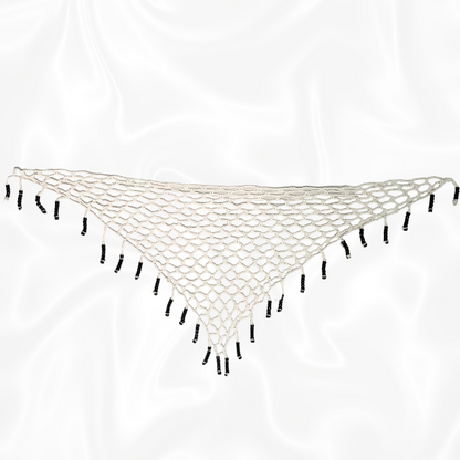 White Crochet Mesh Wrap w/ Black Beads