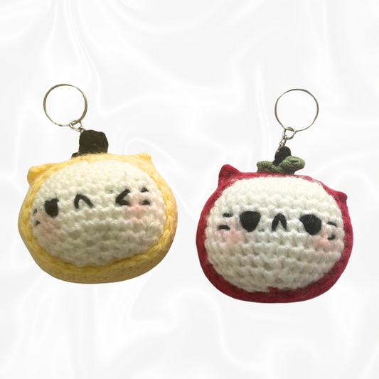 Crochet Cat Fruit Keychains