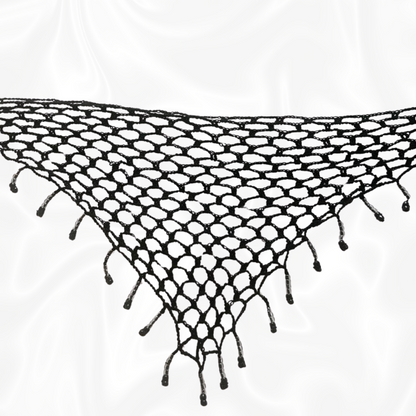 Black Crochet Mesh Wrap w/ Black and Clear Beads