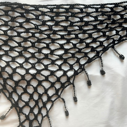 Black Crochet Mesh Wrap w/ Black and Clear Beads