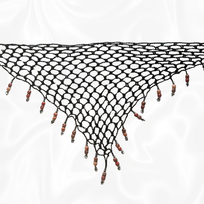 Black Crochet Mesh Wrap w/ Clear and Wooden Beads
